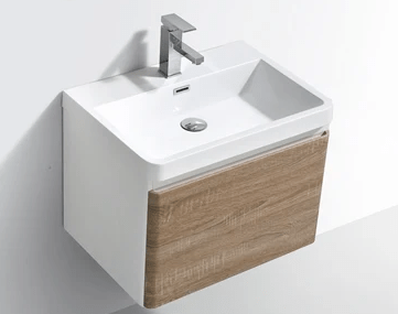 MILAN 600mm - SINGLE DRAWER & BASIN WHITE OAK & WHITE