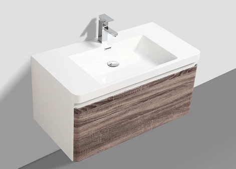 MILAN 900mm -  DOUBLE DRAWER & BASIN SILVER OAK & WHITE