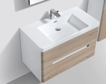 VENICE 900mm -  DOUBLE DRAWER & BASIN WHITE OAK & WHITE